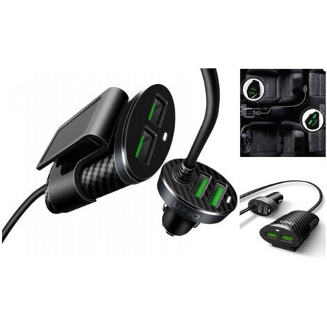 TRADE SHOP - Caricabatterie Da Auto Con Estensione Per Sedile Posteriore Carica Batterie Usb -