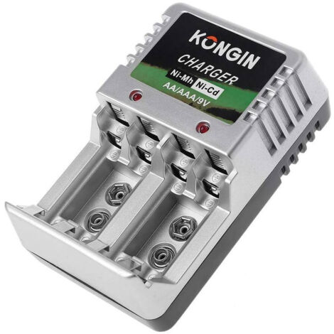 TRADE SHOP - Caricabatterie Per Batterie Pile Ricaricabili Carica Batteria Aa Aaa 9v Ni-mh Cd -