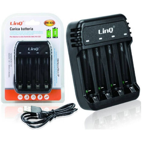 Trade Shop - Caricabatterie Pile Telescopico 4 Slot Indicatori Led Stilo Ministilo Aa Aaa Zn-422 -