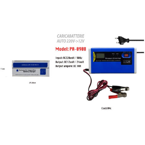 Trade Shop - CARICABATTERIEN FÜR AUTO MOTO BATTERIA AVVIATORE 220V 12V PORTATILE MAXTECH PA-0908 -