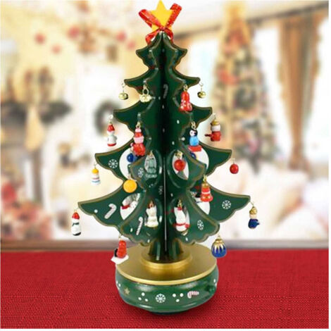 Trade Shop - CARILLON NATALISATION ALBERO NATALE LEGNO MIT ADDOBBI 33CM NATALIZIE DEZORATIONEN -