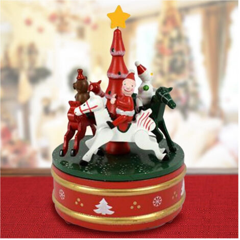 Trade Shop - Carillon Natalizio Giostra Di Natale In Legno Decorazioni Natalizie 14 X 21 Cm -