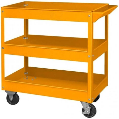 TRADE SHOP - Carrello Porta Attrezzi Da Officina Portautensili 3 Ripiani Con 4 Ruote Acciaio -