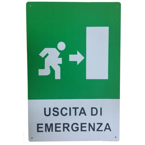 TRADE SHOP - Cartello Uscita Di Emergenza Freccia A Destra Segnaletica Direzionale Sicurezza -