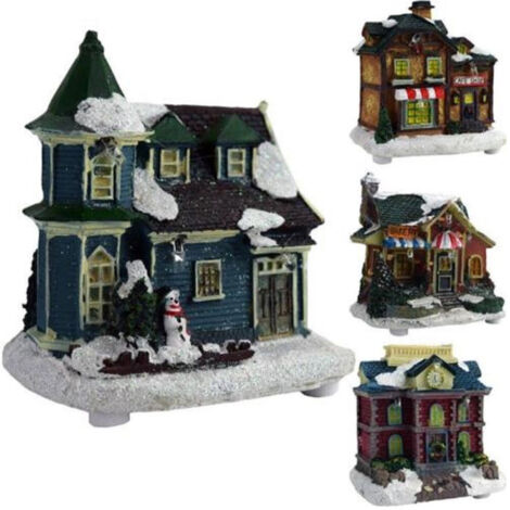 TRADE SHOP - Casa Natalizia Illuminazione A Led In Poliresina Scena Natale Modello Casuale -