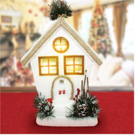 Trade Shop - Casetta Con Rametti Bacche E Pigne Con Luce A Pile 32cm Decorazioni Natalizie -