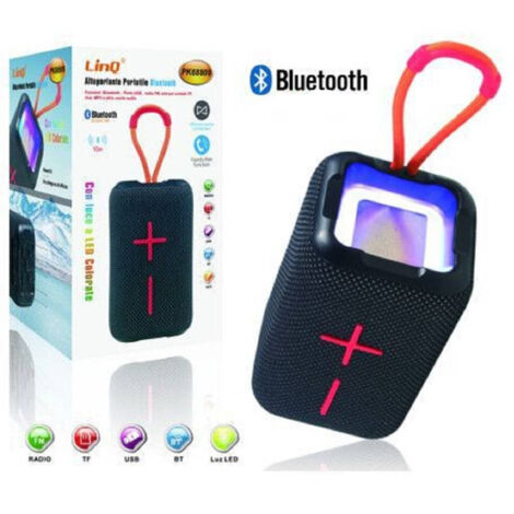 TRADE SHOP - Cassa Altoparlante Bluetooth Portatile Pk-68809 Supporto Usb Fm Aux Mp3 Luce Led -