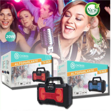 TRADE SHOP - Cassa Speaker Altoparlante Bluetooth 20watt Tx-9828 Radio Fm Tf Usb Ricaricabile -