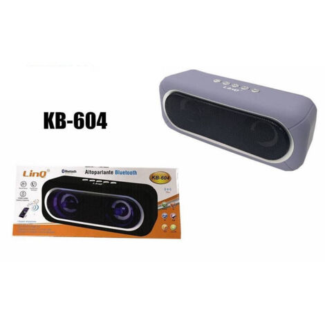 TRADE SHOP - Cassa Speaker Altoparlante Bluetooth Radio Fm Microsd Usb Aux Tf Luce Led Kb-604 -