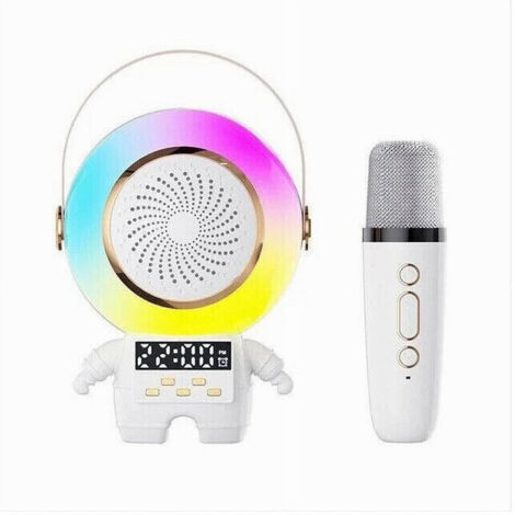 Trade Shop - Cassa Speaker Wireless Bluetooth Portatile Con Microfono Karaoke Sveglia Rgb -