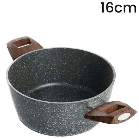 TRADE SHOP - Casseruola Con 2 Manici Legno Pentola Antiaderente Antigraffio Per Induzione Da ø16 A 24cm - -diametro 16cm -