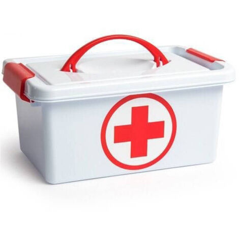 Trade Shop - Cassetta Con Manico Pronto Soccorso Sanitaria Contenitore Medicinali 29x18x13cm -