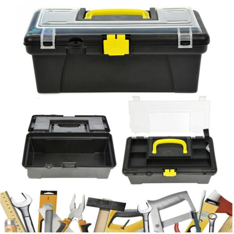TRADE SHOP - Cassetta Portautensili 2 Scomparti In Plastica Valigetta Attrezzi Minuterie 30cm -