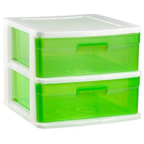 TRADE SHOP - Cassettiera A 2 Cassetti Piani Per Bricolage E Uso Domestico Colore Verde Pvc -