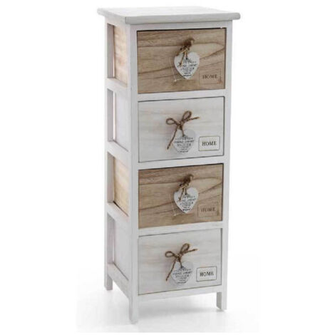 TRADE SHOP - Cassettiera Cuore Pendente 4 Cassetti In Legno Bicolore Home 80x26x32cm 793387 -