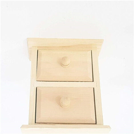 TRADE SHOP - Cassettiera Portaoggetti 2 Cassetti Legno  63816 Decoupage 12x10cm Scrivania -