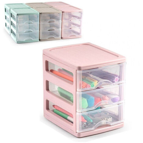 TRADE SHOP - Cassettiera Turia In Plastica 3 Cassetti 13.5 X 17 X 17 Cm Vari Colori 112241a -