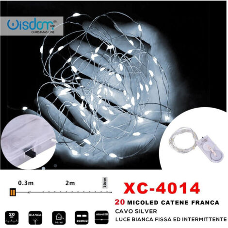 Trade Shop - CATENA 20MICROLED BATTERY SILVER WHITE LIGHT FIXED+INTERMITTELN XC-4014 -