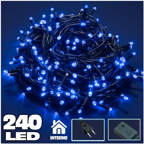 Trade Shop - Catena Led Luminosa Natalizia 240 Led Blue Con 7 Días Mini Lucciole -