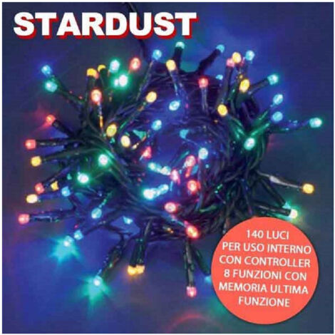 TRADE SHOP - Catena Luci Natalizie 140 Lucciole Multicolor Con Controller 8 Funzioni Stardust -