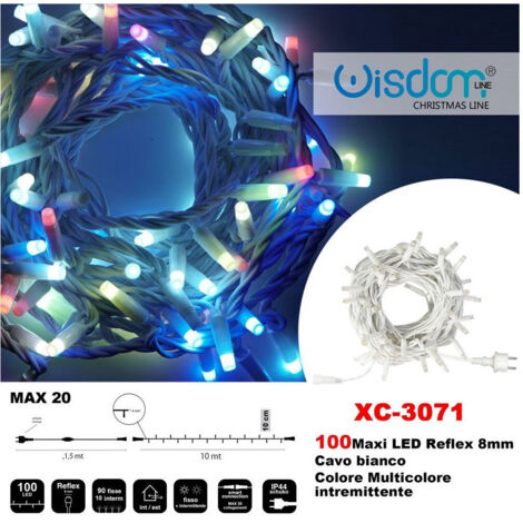 TRADE SHOP - Catena Luminosa 100 Luci Led Lucciole Colore Multicolore Intermittente Xc-3071 -