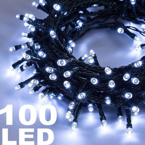 Trade Shop - Catena Luminosa 100 Luci Led Lucciole Luce Bianca Con Controller 8 Funzioni