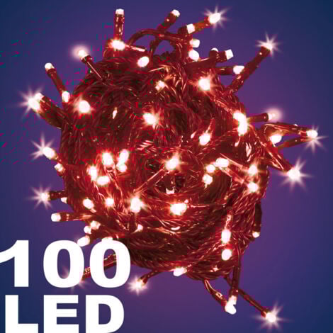 Trade Shop - CATENA LUMINOSA 100 LUCI LED LUCCIOLE LUCE ROSSA ROSSO MIT CONTROLLER 8 FUNCTIONS -