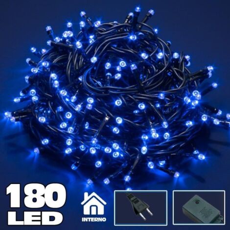 Trade Shop - Catena Luminosa 180 Luci Led Lucciole Blu Con Controller 8 Funzioni Interno