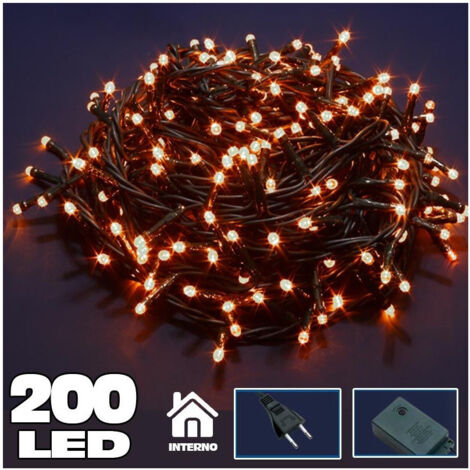Trade Shop - Catena Luminosa 200 Luci Led Blanco Caldo Con Control 8 Funciones -