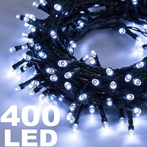 Trade Shop - Catena Luminosa 400 Luci Led Lucciole Bianco Freddo Controller 8 Funzioni