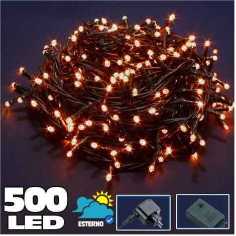 Trade Shop - Catena Luminosa 500 Luci Led White Caldo Controler 8 External Funciones -