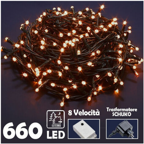 Trade Shop - Catena Luminosa 660 Luci Led Blanco Blanco Blanco Caldo Con Control 8 Funciones -