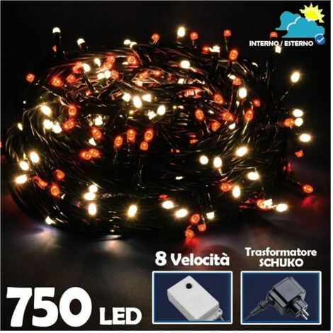 Trade Shop - CATENA LUMINOSA 750 LUCI LED WHITE CALDO UND ROSSO CONTROLLER 8 FUNCTIONS -