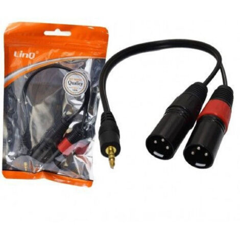 TRADE SHOP - Cavo Adattatore Audio Da 2 Xlr Maschio A Jack Aux 3,5mm Maschio Microfono Kl-9224 -