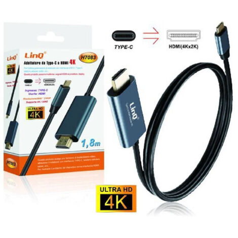 TRADE SHOP - Cavo Adattatore Video Da Type-c Tipo C A Hdmi Ultra Hd 4k Lunghezza 1.8 Mt H7083 -
