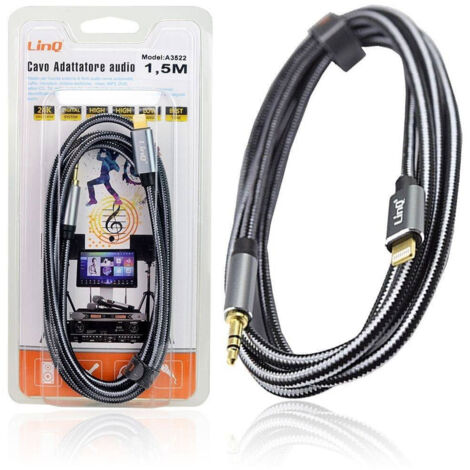 Trade Shop - Cavo Audio Iphone Da Lightning A Jack Maschio Da 3,5 Mm Intrecciato 1,5 Mt A3522 -