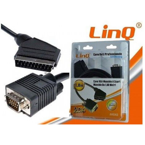 TRADE SHOP - Cavo Dati Da Vga Maschio A Scart Maschio Da 1,8m 1.8 Metri Linq A9040 -