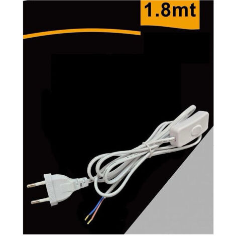 Trade Shop - Cavo Di Alimentazione 1.8 Mt Con Interruttore Spina Europea Tipo C Bianco Ca-180 -