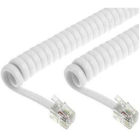 Trade Shop - Cavo Telefonico Estensibile Spiralato Per Cornette Colore Bianco 2 Mt -