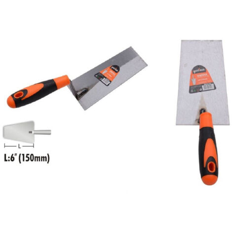 TRADE SHOP - Cazzuola Acciaio 150mm 6" Manico Antiscivolo Spatola Trapezoidale Muratore 90499 -