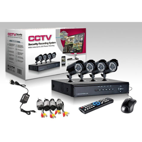 Trade Shop - CCD DVR VIDEOÜBERWACHUNGSKIT 4 KANÄLE IR INFRAROT KAMERA 24 LED LAN 3G -
