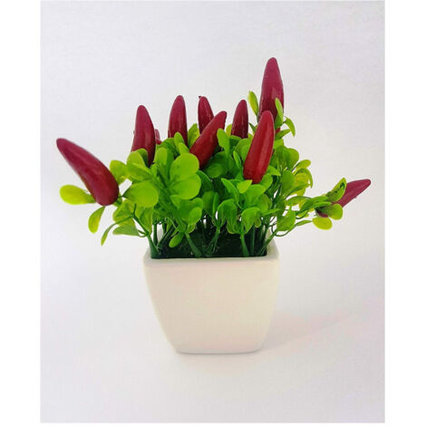 Trade Shop - CERAMICA QUADRATO PEPERONCINI ARTIFICIALI 16CM PIANT DECOR CASA GIARDINO -