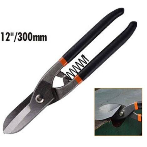Trade Shop - Cesoia Per Lamiere Di Ferro 12" Con Molla Forbici Taglio Lungo Dritto 30cm -