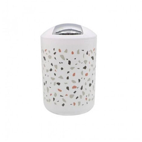 TRADE SHOP - Cestino Pattumiera Arredo Bagno Graniglia Bianco Multicolore 19.5x30.5 Cm 69844 -