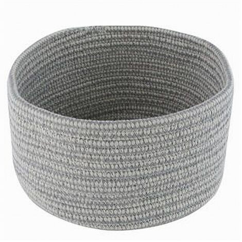 TRADE SHOP - Cestino Portaoggetti Cesto Tessuto Intrecciato Grigio Tondo Casa 21x12.5cm 10645 -