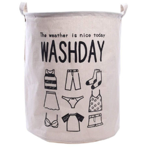 Trade Shop - Cesto Plegable De Tela Bicolor Con Asas 41 X 23 X 56 Cm -