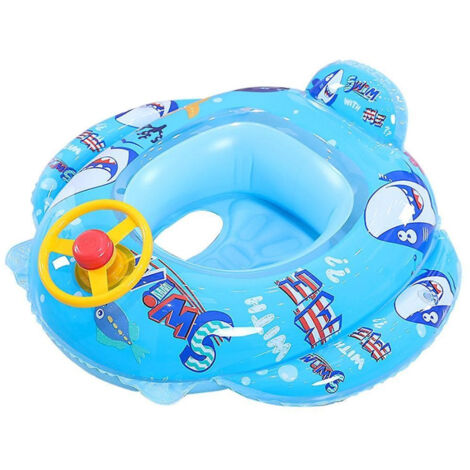 Trade Shop - Chaleco Salvavidas Hinchable Infantil Con Braga Y Respaldo 70 Cm Tiburón Azul -