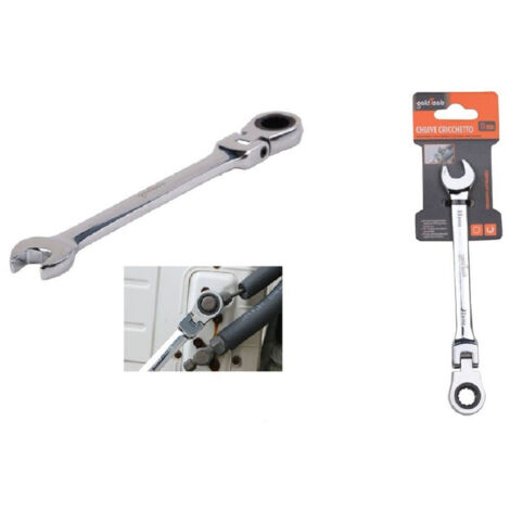 Trade Shop - Chiave A Cricchetto Combinata 11mm Testa Pieghevole Cromo Vanadio Utensile 91733 -