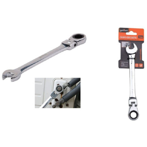 TRADE SHOP - Chiave A Cricchetto Combinata 15mm Testa Pieghevole Cromo Vanadio Utensile 91736 -
