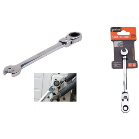 Trade Shop - Chiave A Cricchetto Combinata 8 Mm Testa Pieghevole Cromo Vanadio Utensile 91730 -